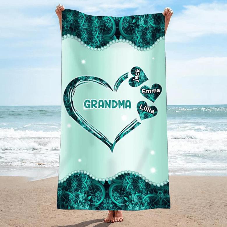 Grandma Nana Mimi Colorful Personalized Beach Towels Summer Gift