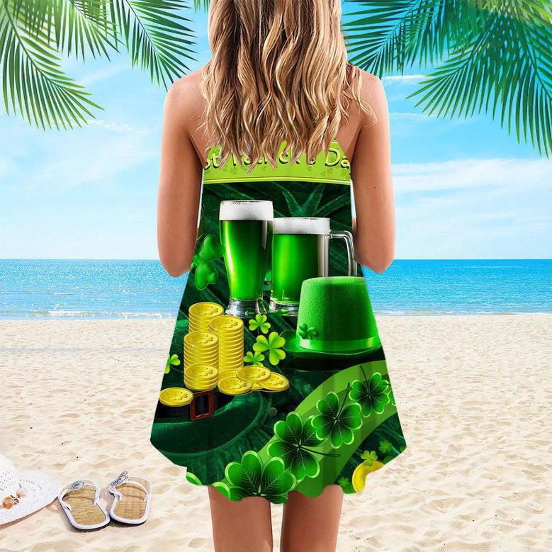 Green Beer St. Patrick's Day Spaghetti Strap Summer Dress