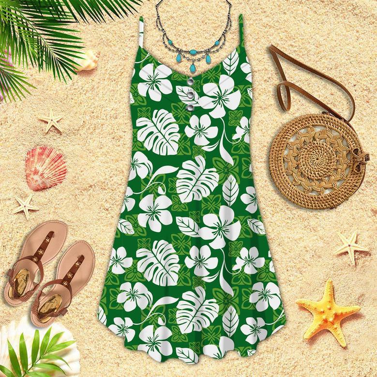 Green Seamless Aloha Green Spaghetti Strap Summer Dress