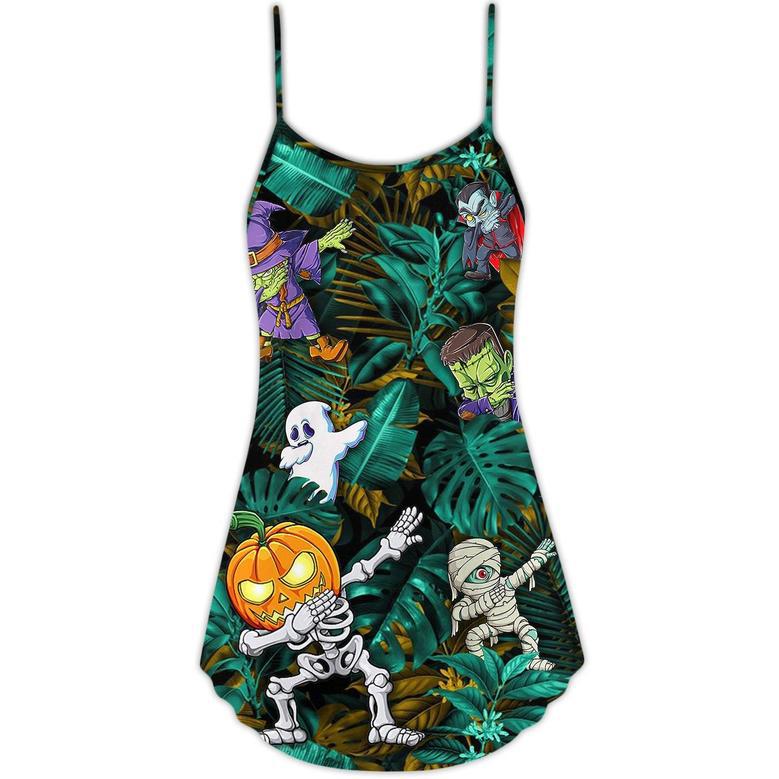 Halloween Dabbing Skeleton Zombie Style - V-Neck Sleeveless Cami Dress