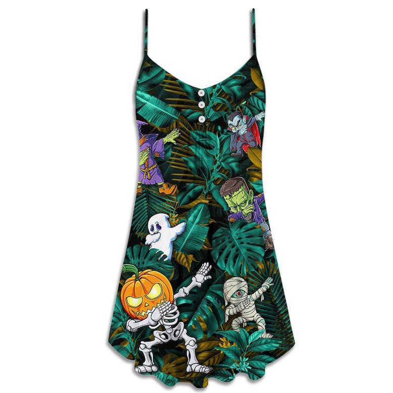 Halloween Dabbing Skeleton Zombie Style - V-Neck Sleeveless Cami Dress