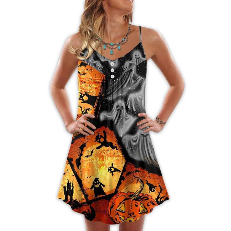 Halloween Ghost Pumpkin Scary - V-Neck Sleeveless Cami Dress