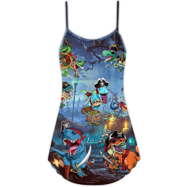 Halloween Pirate Dinosaur Scary - V-Neck Sleeveless Cami Dress