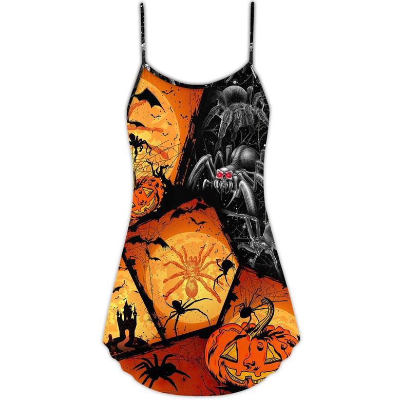 Halloween Spider Pumpkin Scary - V-Neck Sleeveless Cami Dress