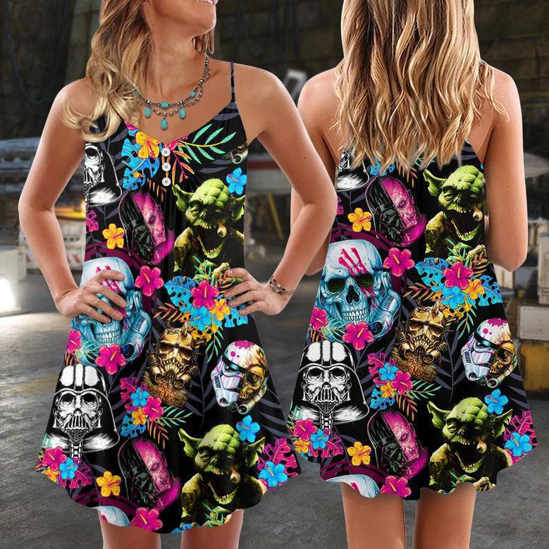 Halloween Starwars Horror Summer Tropical - V-Neck Sleeveless Cami Dress