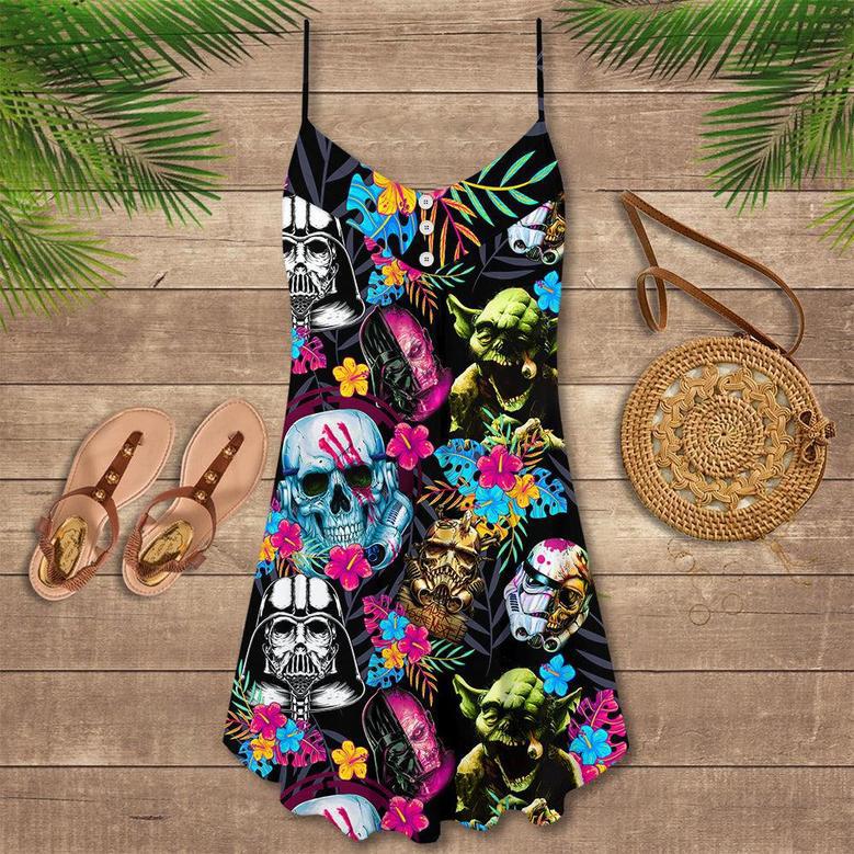 Halloween Starwars Horror Summer Tropical - V-Neck Sleeveless Cami Dress