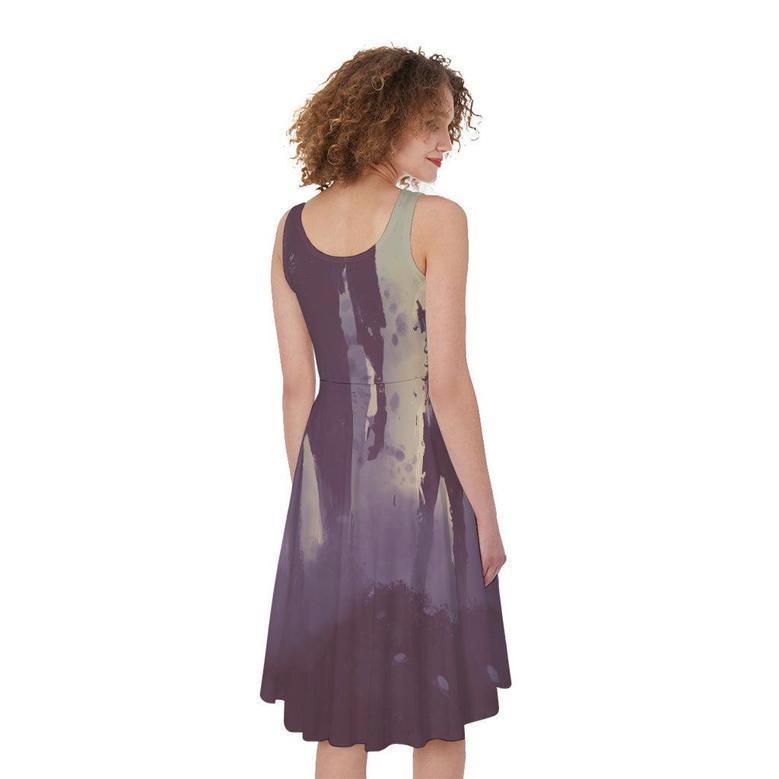 Halloween Zombie Crowd Print Sleeveless Knee Length Dress