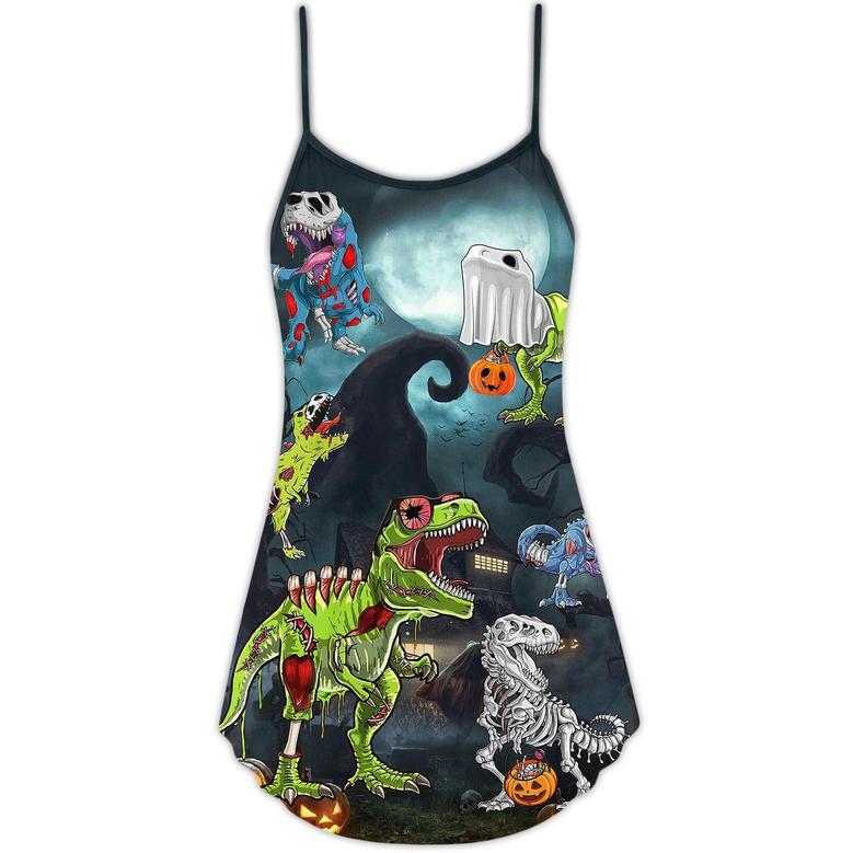 Halloween Zombie Saurus Scary - V-Neck Sleeveless Cami Dress