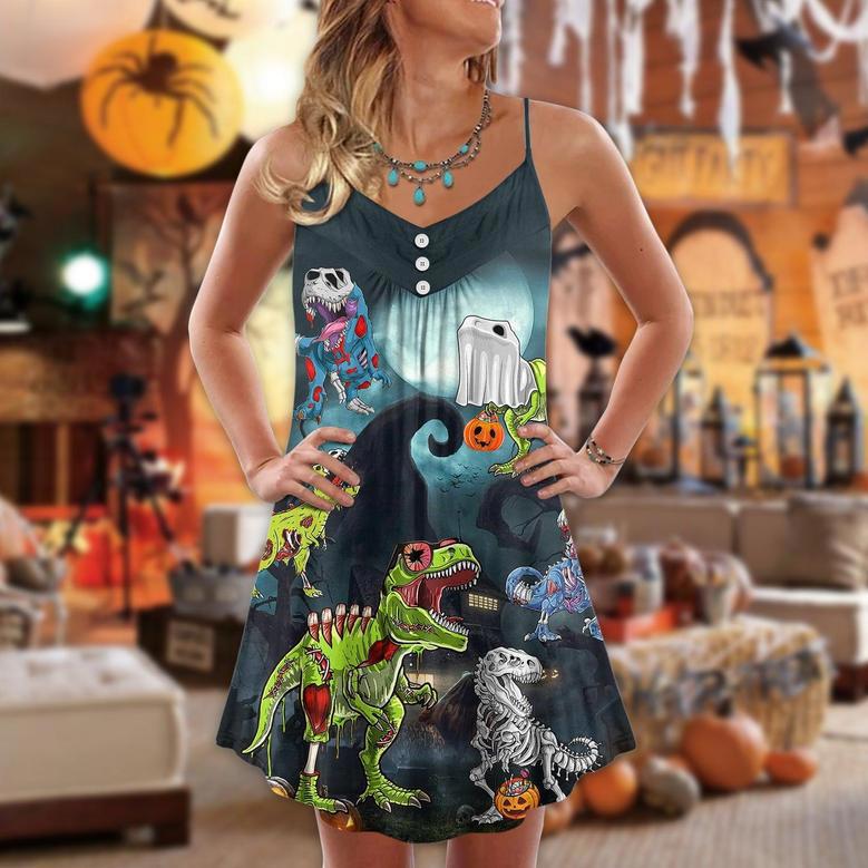 Halloween Zombie Saurus Scary - V-Neck Sleeveless Cami Dress