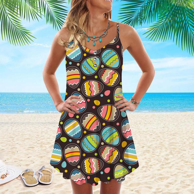 Happy Easter Aloha Spaghetti Strap Summer Dress