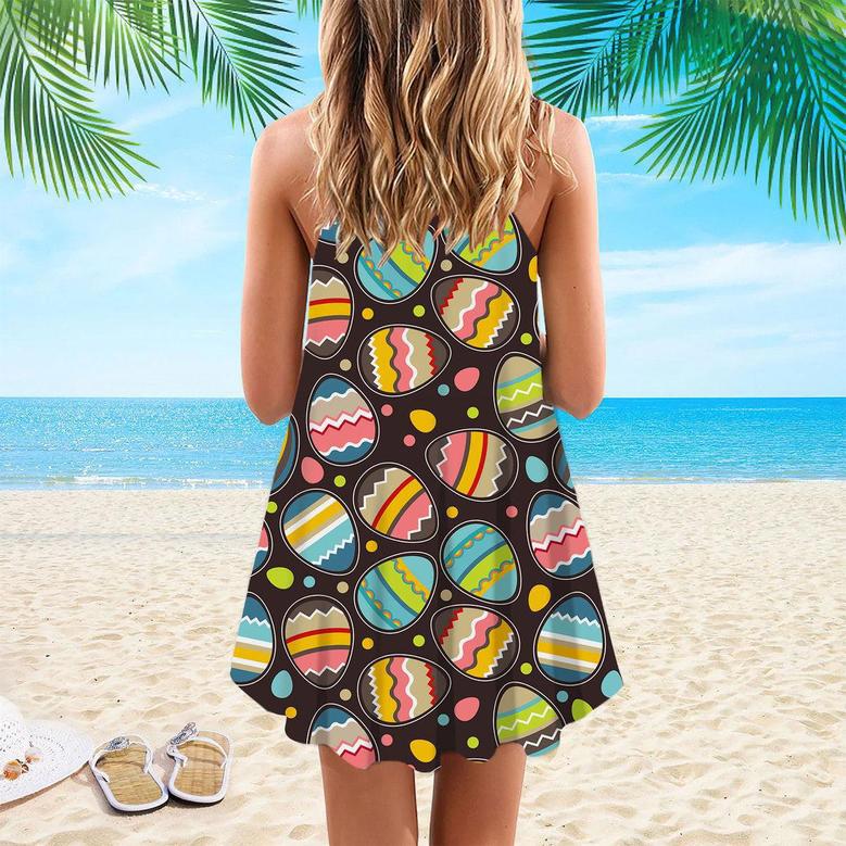 Happy Easter Aloha Spaghetti Strap Summer Dress