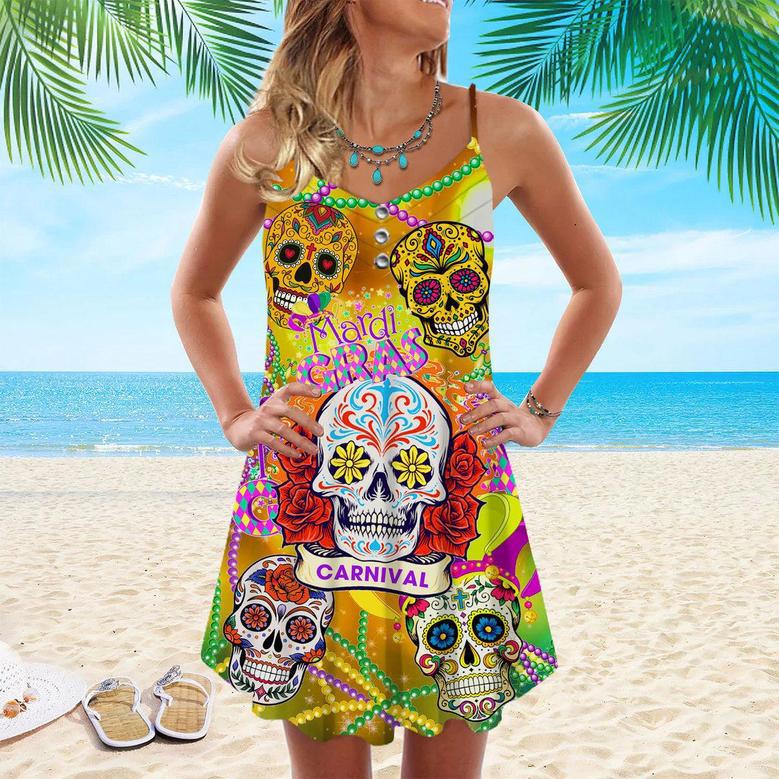 Happy Mardi Gras Carnival Spaghetti Strap Summer Dress