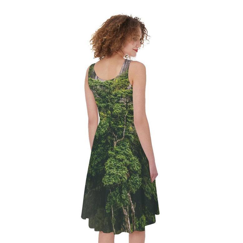 High Mountain Print Sleeveless Knee Length Dress