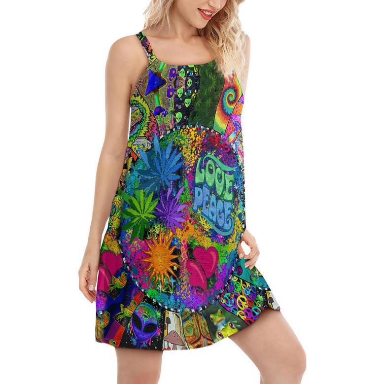 Hippie Alien Frogs Tie Dye - Women's Sleeveless Cami Dress