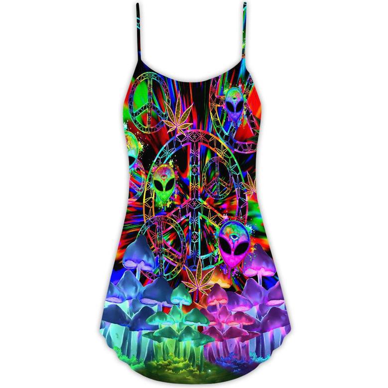 Hippie Alien Peace Color Stunning - V-Neck Sleeveless Cami Dress