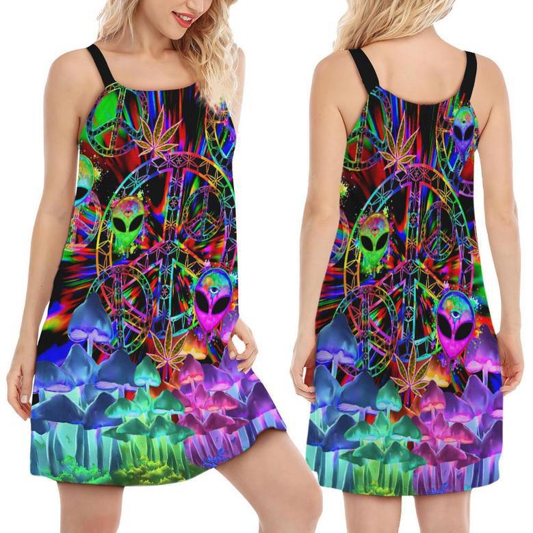 Hippie Alien Peace Color - Women's Sleeveless Cami Dress