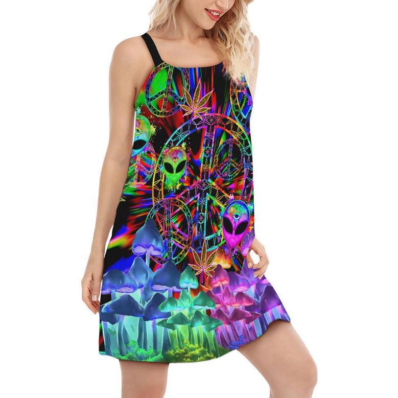 Hippie Alien Peace Color - Women's Sleeveless Cami Dress