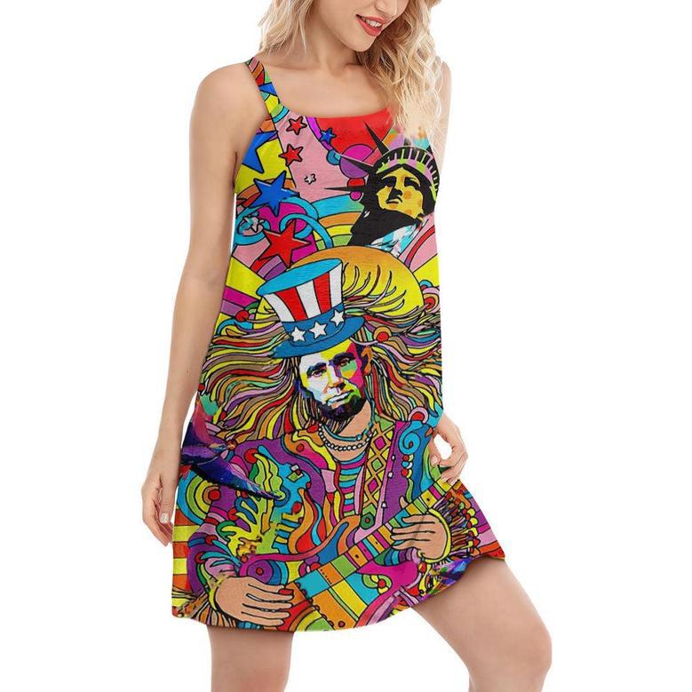 Hippie America Colorful Art - Women's Sleeveless Cami Dress