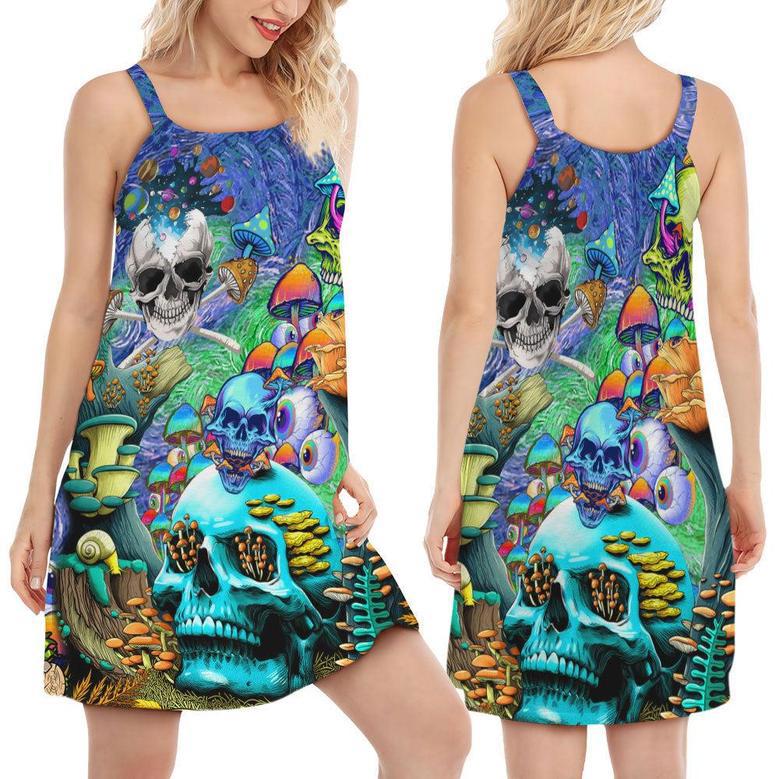 Hippie Die Once Live Forever Skull Mushroom - Women's Sleeveless Cami Dress