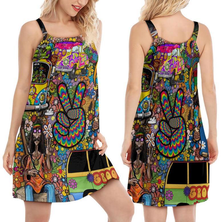 Hippie Flower Style Wild Heart - Women's Sleeveless Cami Dress