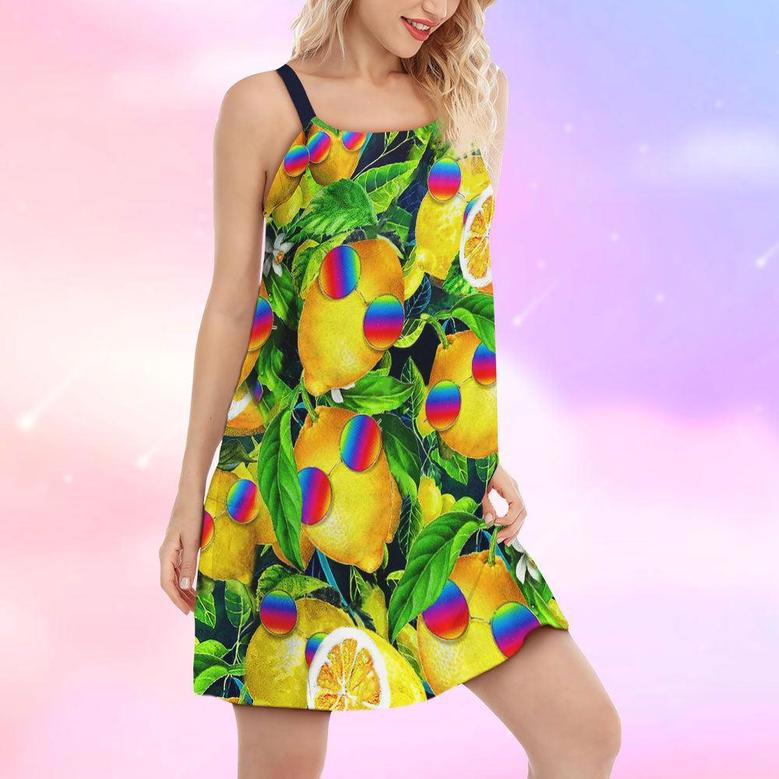 Hippie Funny Lemon Peace - Women's Sleeveless Cami Dress