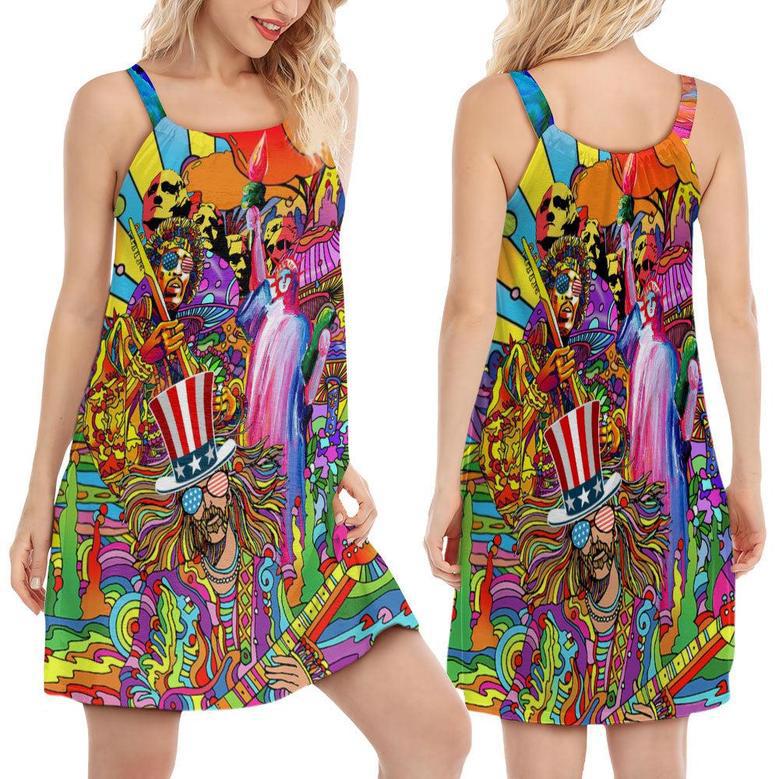 Hippie Independence Day Art - Women's Sleeveless Cami Dress