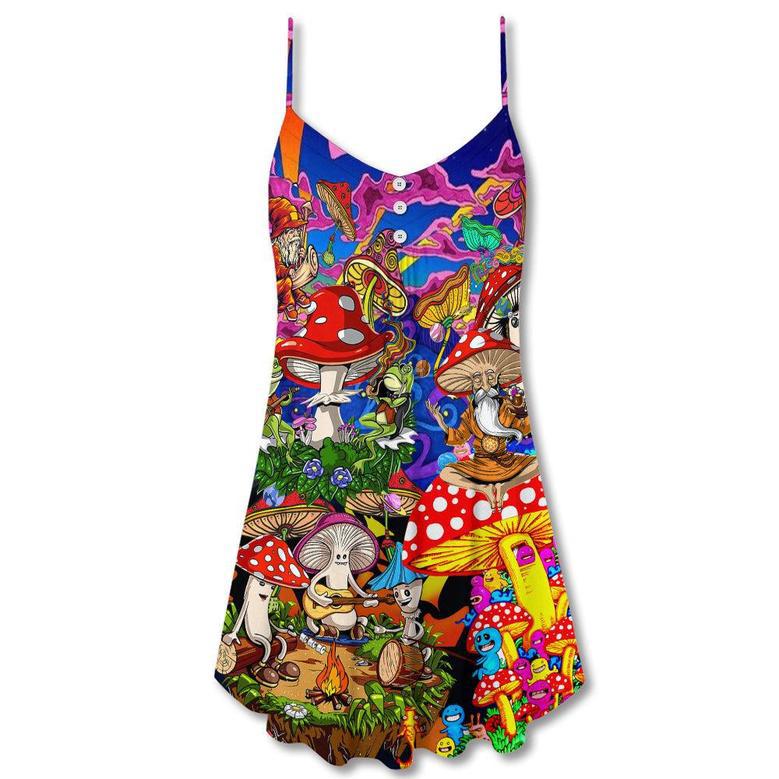 Hippie Mushroom Happy Together - V-Neck Sleeveless Cami Dress