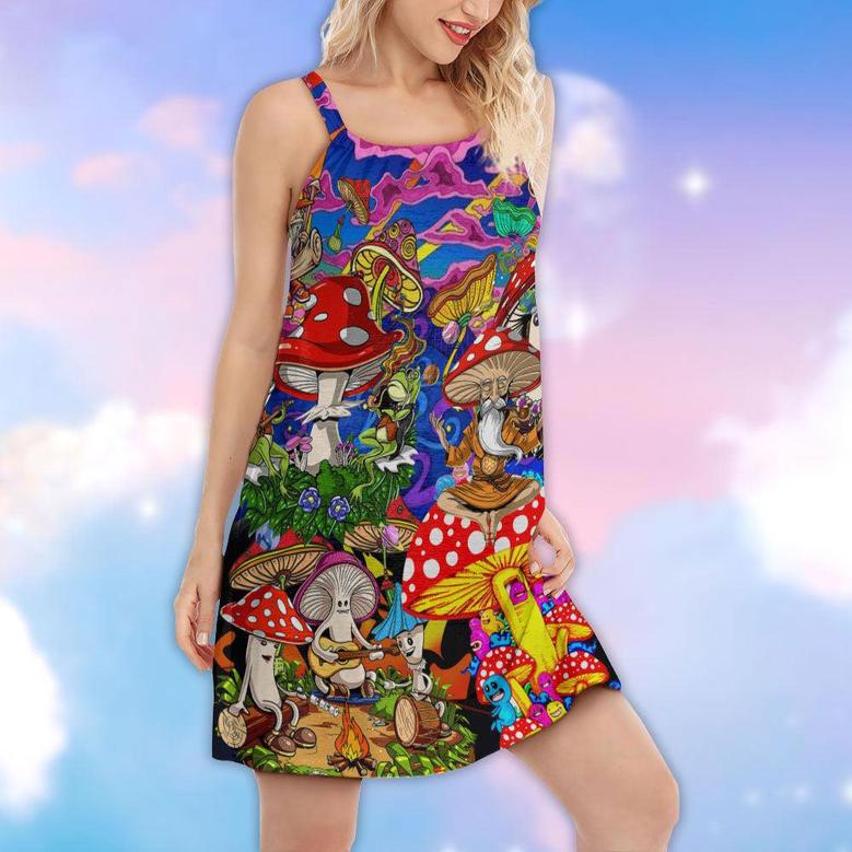 Hippie Mushroom Happy Together - Women's Sleeveless Cami Dress