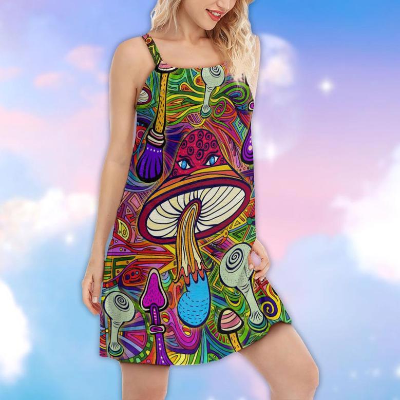 Hippie Mushroom Hypnotizing Art - Women's Sleeveless Cami Dress