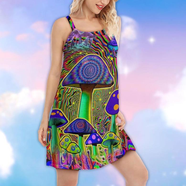 Hippie Mushroom Love Color - Women's Sleeveless Cami Dress