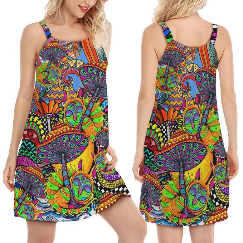 Hippie Peace Life Color Floral - Women's Sleeveless Cami Dress