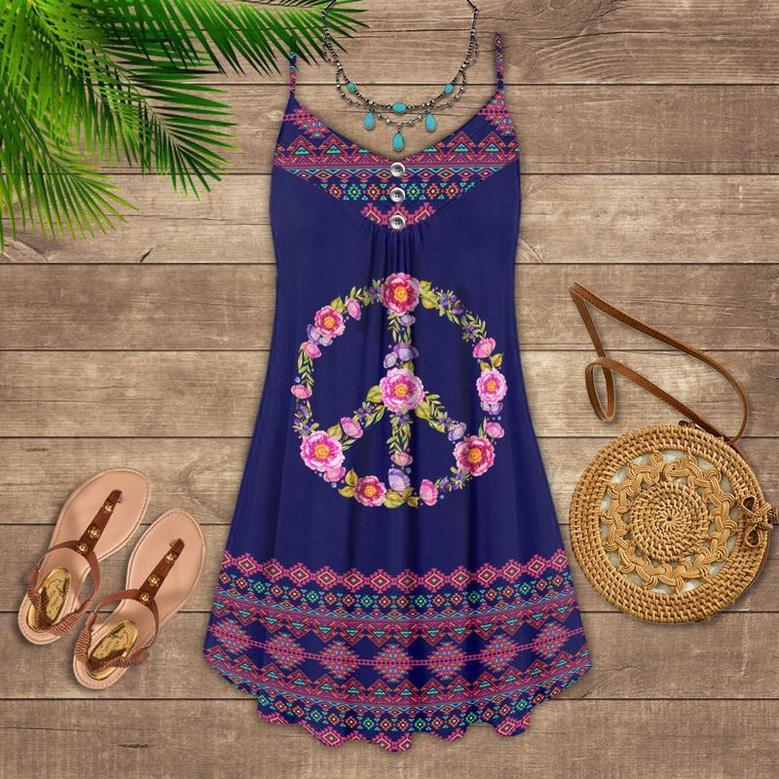 Hippie Peaceful Summer Vibes Purple - Summer Dress