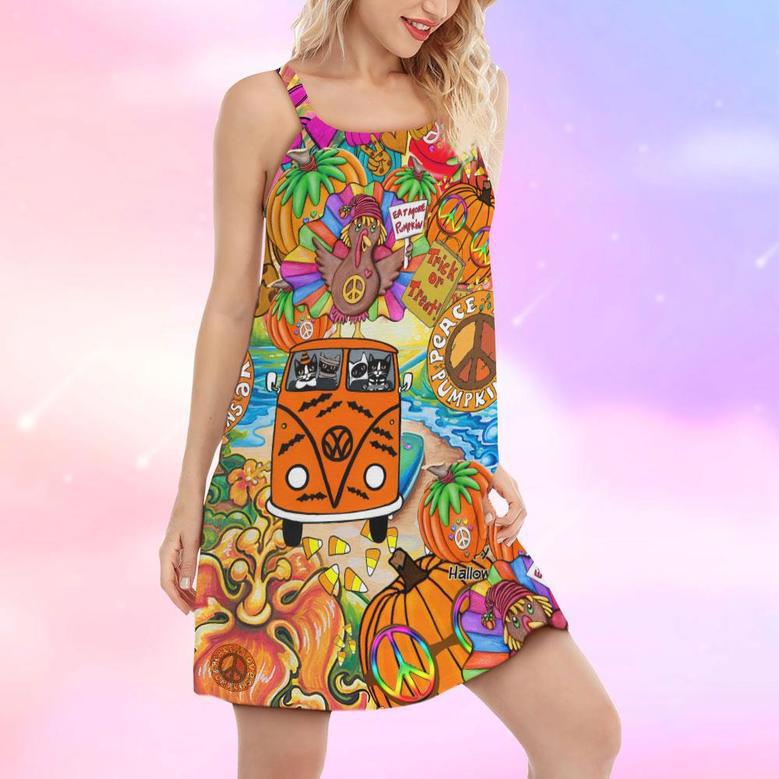 Hippie Pumpkins Bus Colorful - Women's Sleeveless Cami Dress