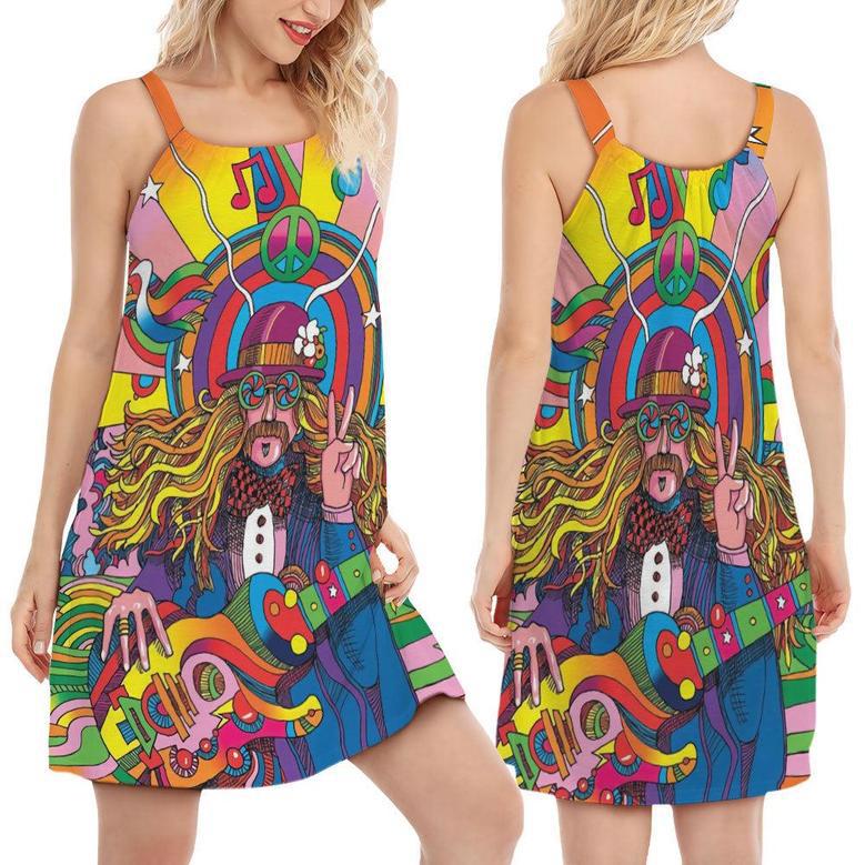 Hippie Rock Music Colorful - Women's Sleeveless Cami Dress