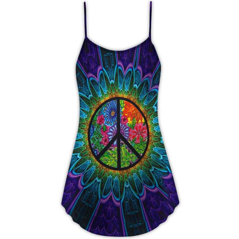 Hippie Sign Style Lover Hippie - V-Neck Sleeveless Cami Dress