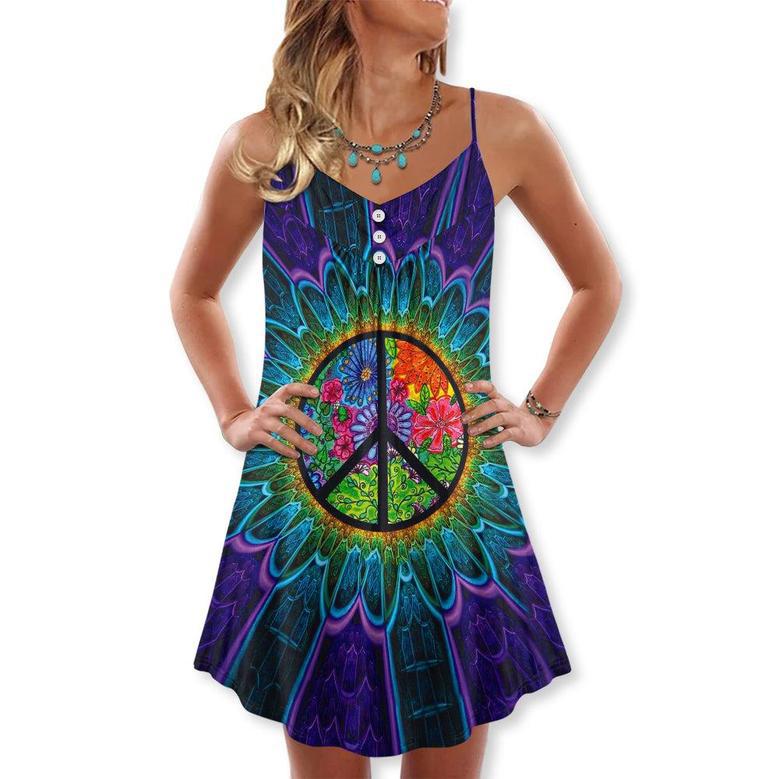 Hippie Sign Style Lover Hippie - V-Neck Sleeveless Cami Dress