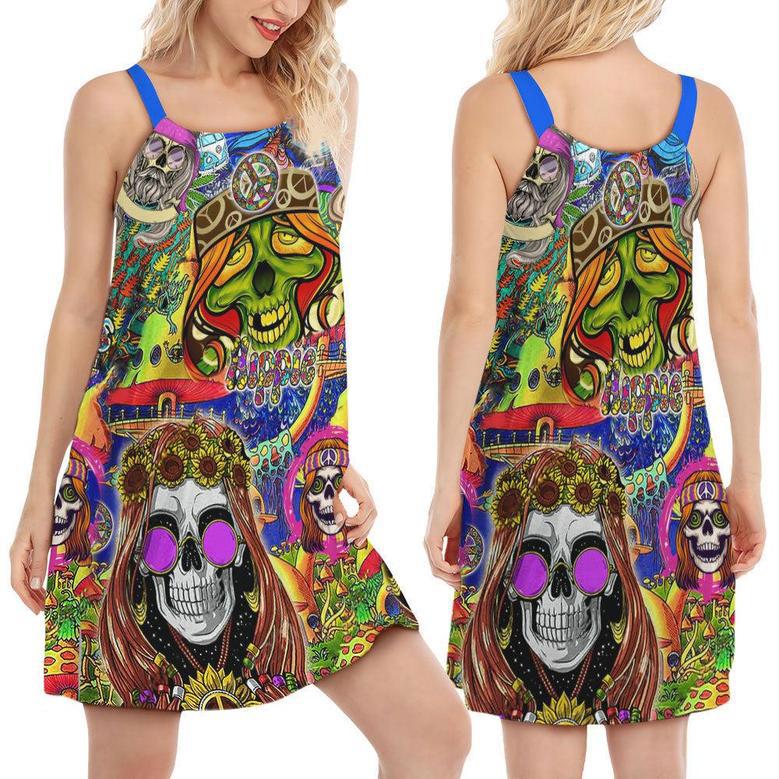 Hippie Skull Rock And Roll - Women's Sleeveless Cami Dress