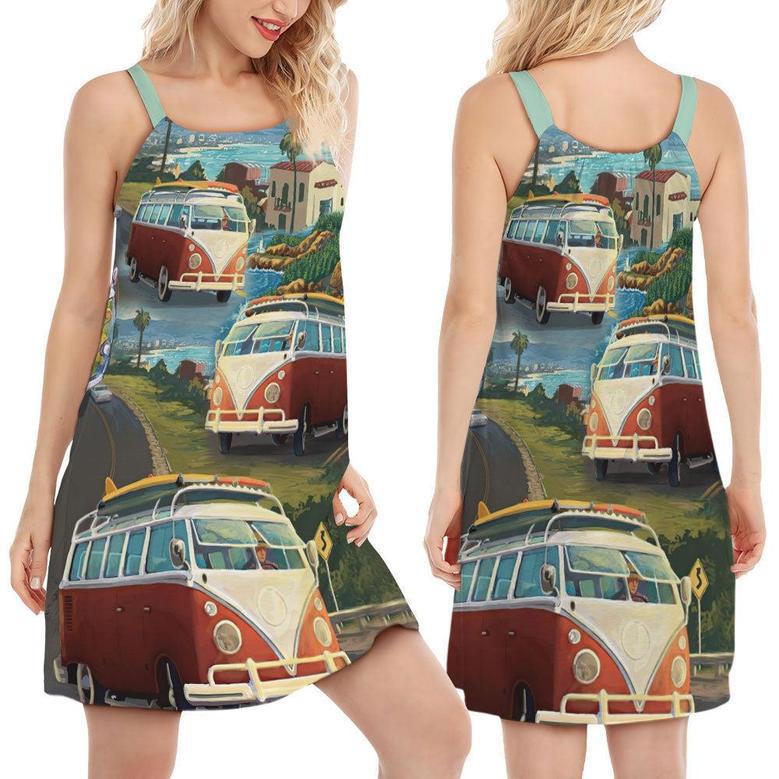 Hippie Van Life Style Love Beach - Women's Sleeveless Cami Dress