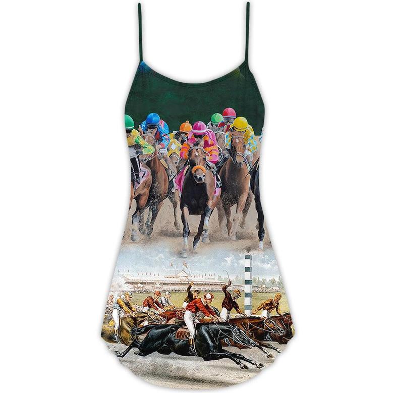 Horse Racing Great Horse Best Seat - V-Neck Sleeveless Cami Dress