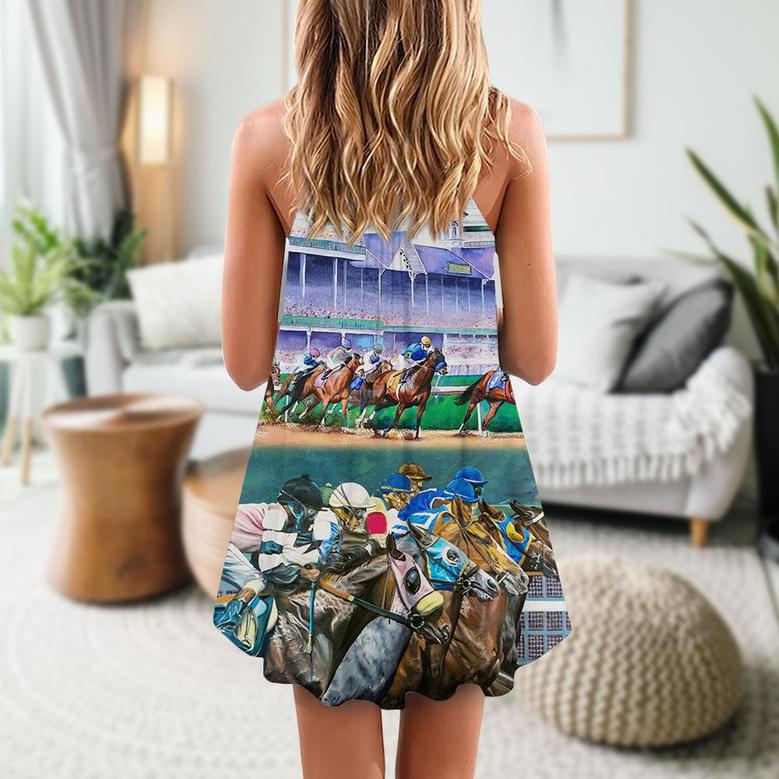 Horse Racing Love Road We Love Amazing Style - V-Neck Sleeveless Cami Dress