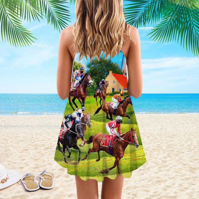 Horse Racing We Love Spaghetti Strap Summer Dress