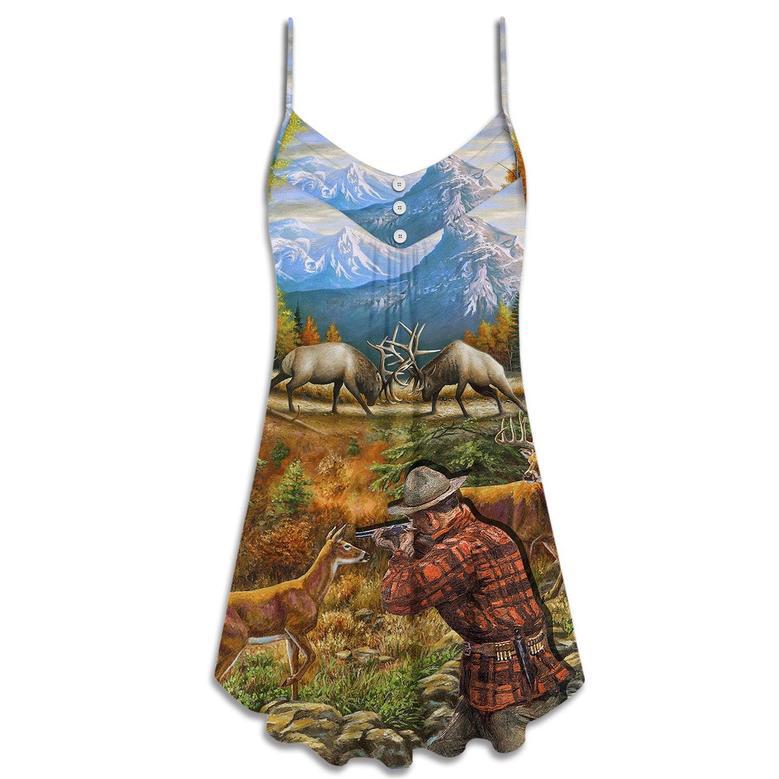 Hunting Deer Cool Art Style - V-Neck Sleeveless Cami Dress