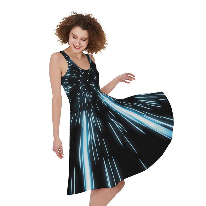 Hyperspace Lightspeed Print Sleeveless Knee Length Dress