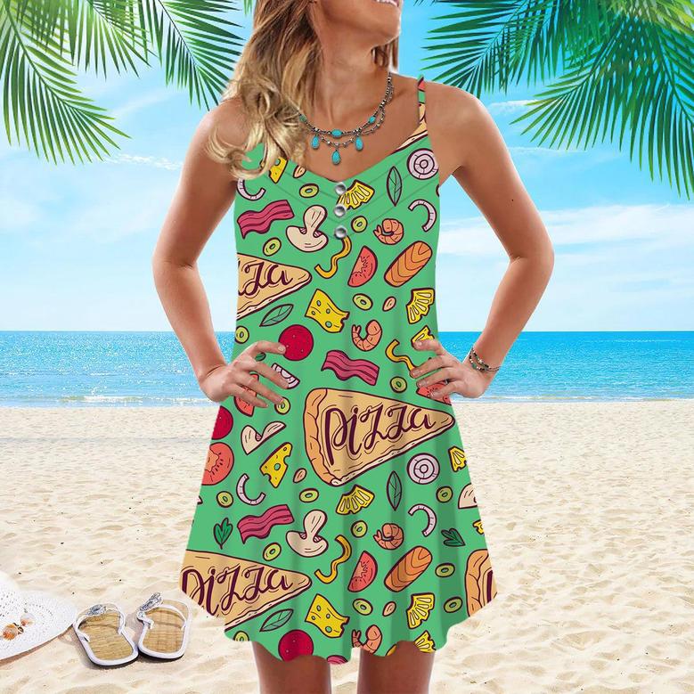 I Always Like Pizza Spaghetti Strap Summer Dress