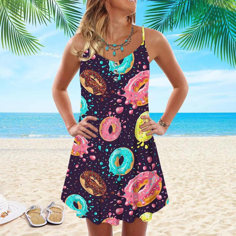 I Love Donuts Life Is Better Spaghetti Strap Summer Dress