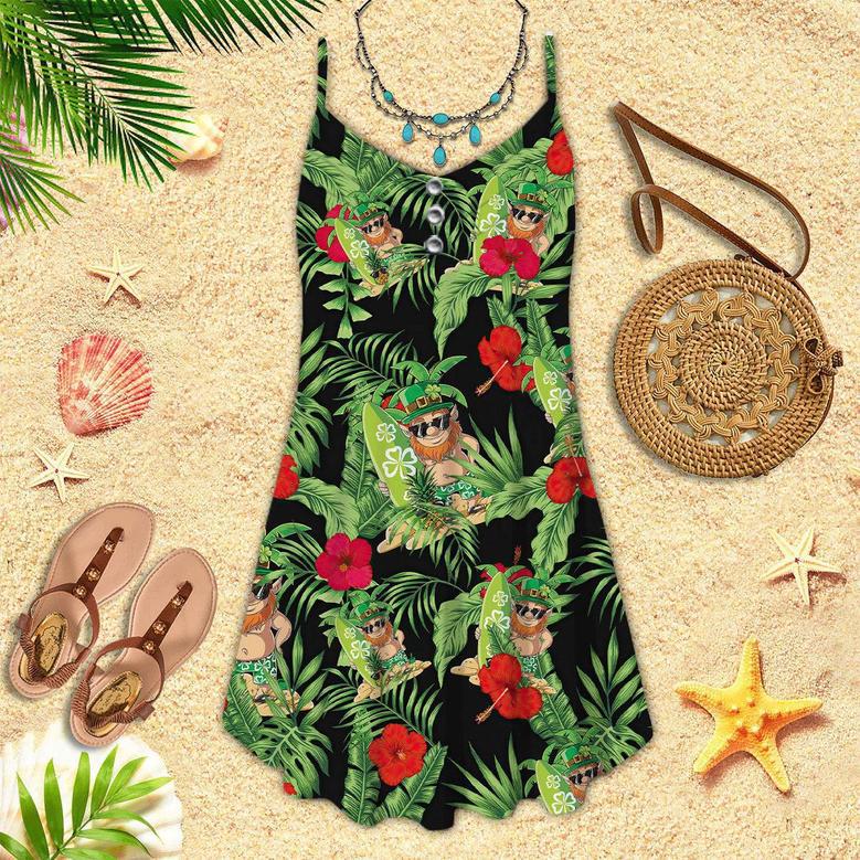 Irish Leprechaun With Flower Happy St Patrick’S Day Spaghetti Strap Summer Dress