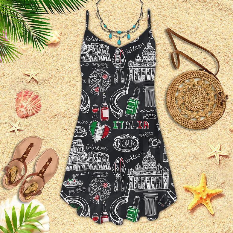 Italy Symbols Spaghetti Strap Summer Dress