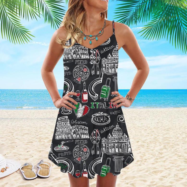 Italy Symbols Spaghetti Strap Summer Dress