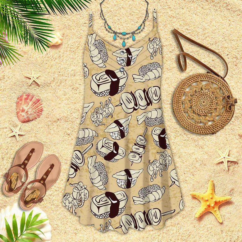 Japanese Food Pattern Spaghetti Strap Summer Dress