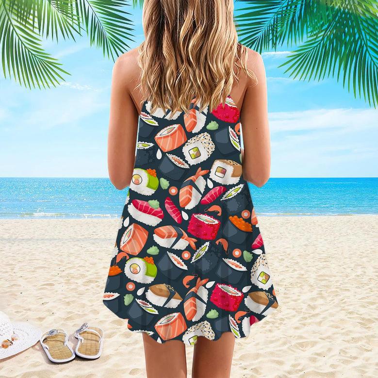 Japanese Sushi Spaghetti Strap Summer Dress